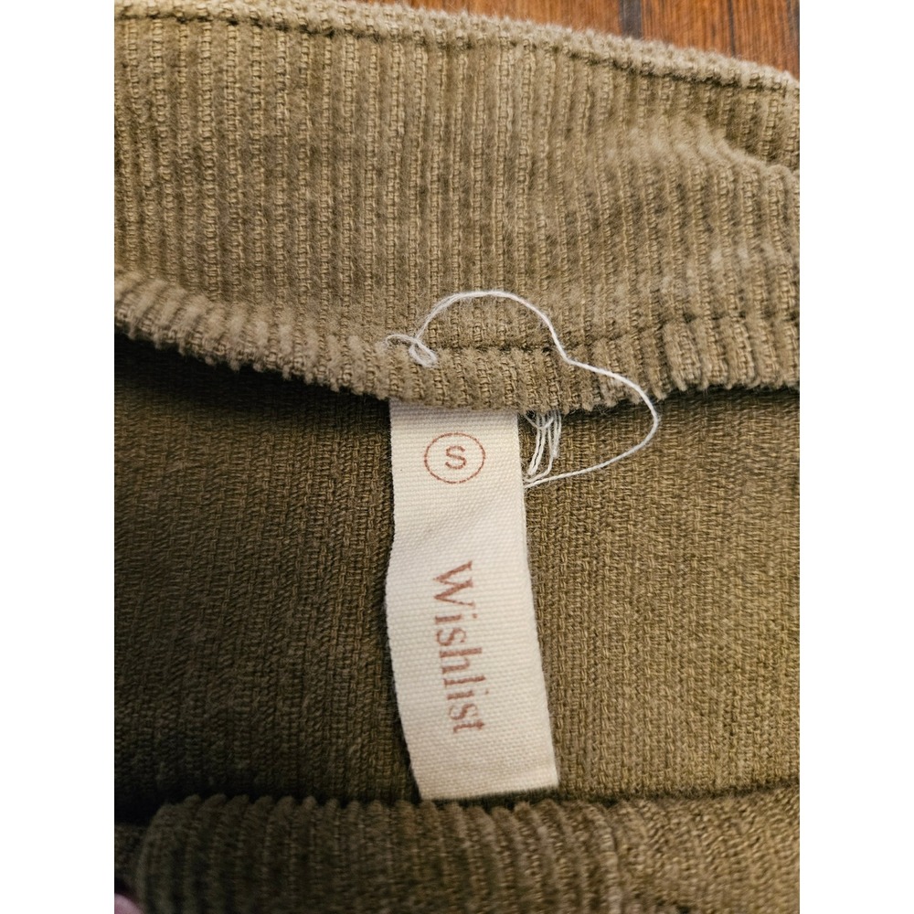 Wishlist Olive Green Corduroy Button Front Mini Skirt Womens Size Small S - Picture 2 of 9